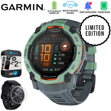 Garmin Instinct 3 50mm Outdoor GPS Smartwatch + Screen Protector + 2 Yr Warranty Bundle