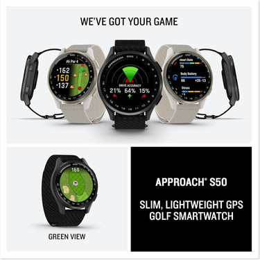 Garmin Approach S50, Advanced Golf GPS Smartwatch, AMOLED Display, On-Course Features