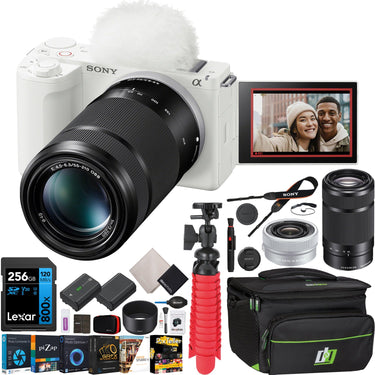 Sony ZV-E10 II Mirrorless Camera White + 16-50mm & 55-210mm 2 Zoom Lens Kit Bundle