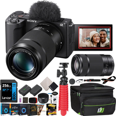 Sony ZV-E10 II Mirrorless Camera Black + 55-210mm Lens Kit & Accessories Bundle