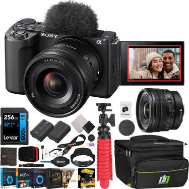 Sony ZV-E10 II Mirrorless Camera Black + 10-20mm F4 G Lens Kit & Accessories Bundle