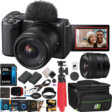 Sony ZV-E10 II Mirrorless Camera Black + 11mm F1.8 Lens Kit & Accessories Bundle
