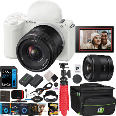 Sony ZV-E10 II Mirrorless Camera White + 11mm F1.8 Lens Kit & Accessories Bundle
