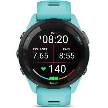 Garmin Forerunner 265 GPS Smartwatch, Aqua/Black w/ Garmin HRM 200 (M-XL) Bundle