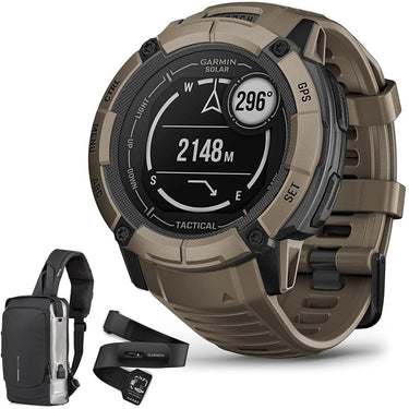 Garmin Instinct 2X Solar GPS Smartwatch Tan + Backpack & Heart Rate Strap XS-S