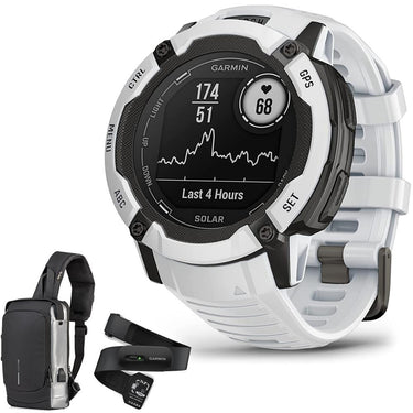 Garmin Instinct 2X Solar Smartwatch Whitestone+Backpack & Heart Rate Strap XS-S