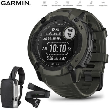 Garmin Instinct 2X Solar GPS Smartwatch Moss + Backpack & Heart Rate Strap XS-S