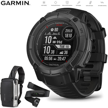 Garmin Instinct 2X Solar GPS Smartwatch Black + Backpack & Heart Rate Strap M-XL