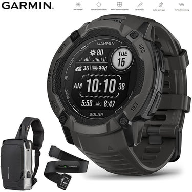 Garmin Instinct 2X Solar Smartwatch Graphite + Backpack & Heart Rate Strap M-XL