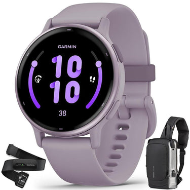 Garmin Vivoactive 5 Fitness Smartwatch Orchid + Backpack & Heart Rate Strap XS-S