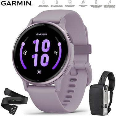 Garmin Vivoactive 5 Fitness Smartwatch Orchid + Backpack & Heart Rate Strap XS-S