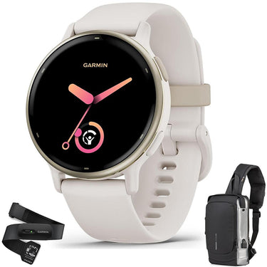 Garmin Vivoactive 5 Fitness Smartwatch Ivory + Backpack & Heart Rate Strap XS-S