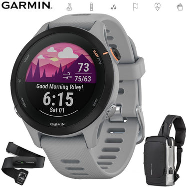 Garmin Forerunner 255S GPS Smartwatch Grey with Backpack & Heart Rate Strap M-XL