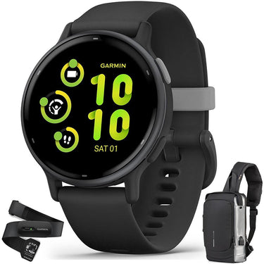 Garmin Vivoactive 5 Fitness Smartwatch Black + Backpack & Heart Rate Strap M-XL