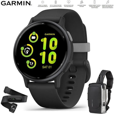 Garmin Vivoactive 5 Fitness Smartwatch Black + Backpack & Heart Rate Strap M-XL