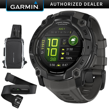 Garmin Instinct 3 50mm Outdoor GPS Smartwatch, AMOLED, Black w/ HRM 200 (XS-S) Bundle