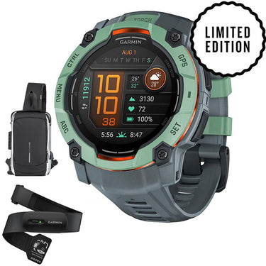 Garmin Instinct 3 50mm Outdoor GPS Smartwatch, AMOLED w/ HRM 200 (M-XL) Bundle