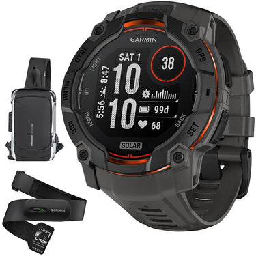 Garmin Instinct 3 50mm Outdoor GPS Smartwatch, SOLAR, Black w/ HRM 200 (M-XL) Bundle