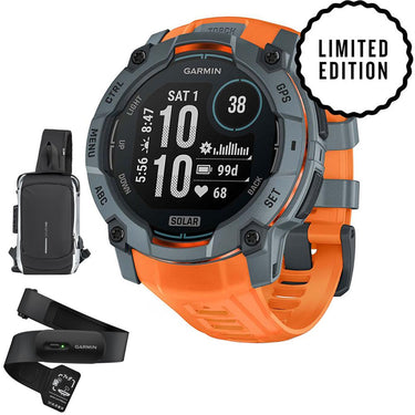 Garmin Instinct 3 50mm Outdoor GPS Smartwatch, SOLAR, Twilight w/ HRM 200 (M-XL) Bundle