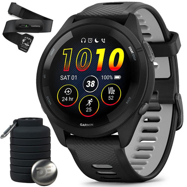 Garmin Forerunner 265 GPS Smartwatch Black/Gray + Bottle & Heart Rate Strap XS-S