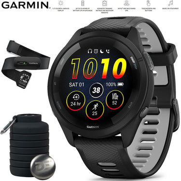 Garmin Forerunner 265 GPS Smartwatch Black/Gray + Bottle & Heart Rate Strap XS-S