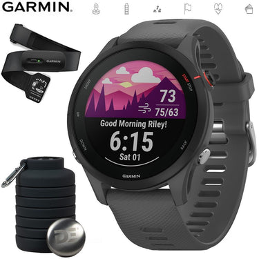 Garmin Forerunner 255 GPS Smartwatch Slate Gray + Bottle & Heart Rate Strap XS-S