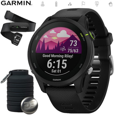Garmin Forerunner 255 Music GPS Smartwatch Black+Bottle & Heart Rate Strap XS-S