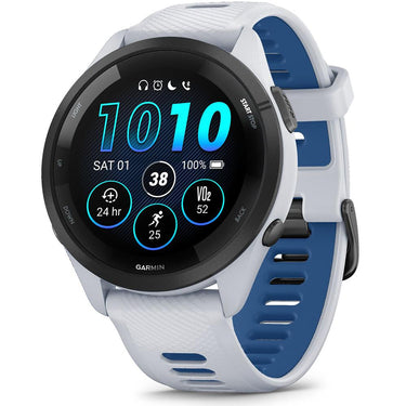 Garmin Forerunner 265 GPS Smartwatch Whitestone/Blue + Bottle & Heart Strap XS-S