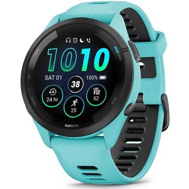 Garmin Forerunner 265 GPS Smartwatch Aqua/Black + Bottle & Heart Rate Strap M-XL