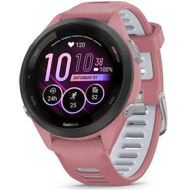 Garmin Forerunner 265S GPS Smartwatch Pink/Whitestone +Bottle & Heart Strap M-XL