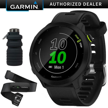 Garmin Forerunner 55 GPS Running Watch & Activity Tracker, Black +HRM 200 (XS-S) Bundle