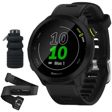 Garmin Forerunner 55 GPS Running Watch & Activity Tracker, Black +HRM 200 (XS-S) Bundle