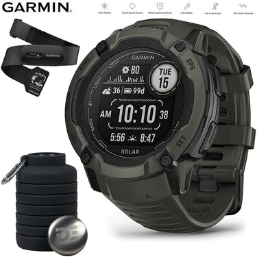 Garmin Instinct 2X Solar GPS Smartwatch Moss + Bottle & Heart Rate Strap XS-S