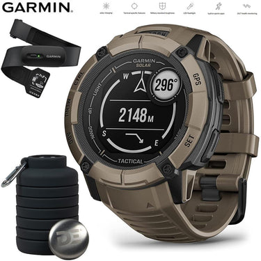 Garmin Instinct 2X Solar Smartwatch Coyote Tan + Bottle & Heart Rate Strap M-XL