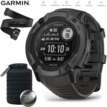 Garmin Instinct 2X Solar GPS Smartwatch Graphite+Bottle & Heart Rate Strap M-XL