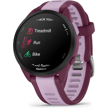 Garmin Forerunner 165 Music Smart Sport Watch, Berry + Lilac w/ HRM 200 (XS-S) Bundle