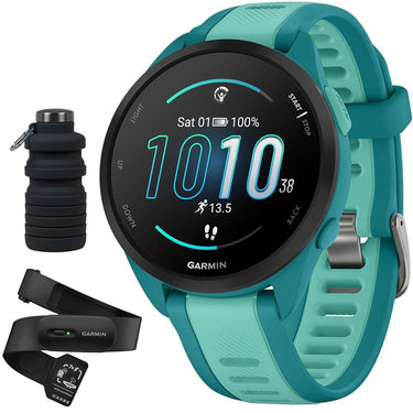 Garmin Forerunner 165 Music Smart Sport Watch, Turquoise +Aqua w/ HRM 200 (XS-S) Bundle