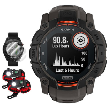 Garmin Instinct 3 50 mm GPS Smartwatch SOLAR Black with Accessories Bundle