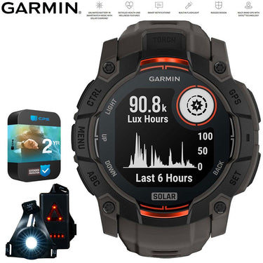 Garmin Instinct 3 50 mm GPS Smartwatch Solar with Light + 2 Yr Warranty Bundle