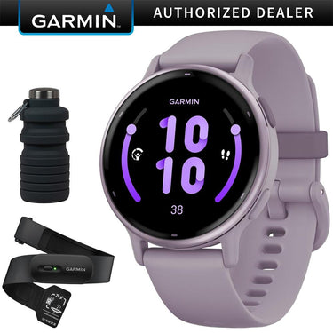 Garmin Vivoactive 5 Fitness Smartwatch, Orchid w/ HRM 200 (XS-S) + Water Bottle Bundle