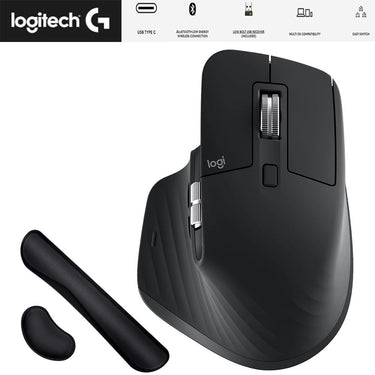 Logitech MX Master 3S Performance Wireless Mouse Black with Foam Wrist Pads