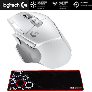 Logitech G502 X Lightspeed Wireless Gaming Mouse White with Gaming Mouse Pad