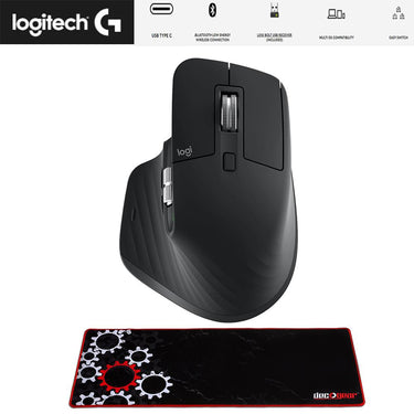 Logitech MX Master 3S Performance Wireless Mouse Black with Gaming Mouse Pad