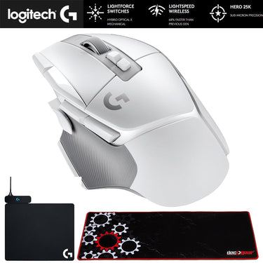 Logitech G502 X Lightspeed Wireless Gaming Mouse White with Charging & Mouse Pad