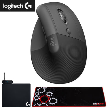 Logitech Core Ergo Series LIFT Vertical Wireless Mouse with Charging & Mouse Pad
