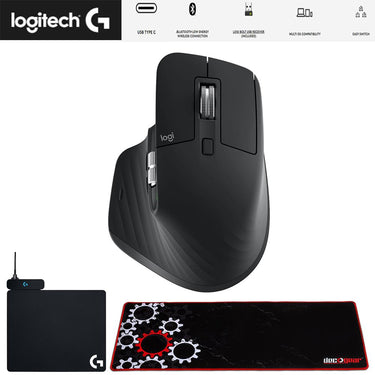 Logitech MX Master 3S Performance Wireless Mouse Black with Charging & Mouse Pad