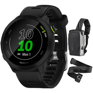 Garmin Forerunner 55 GPS Running Watch & Activity Tracker Black + HRM 200 (XS-S) Bundle