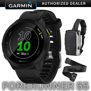 Garmin Forerunner 55 GPS Running Watch & Activity Tracker Black + HRM 200 (XS-S) Bundle