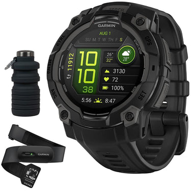 Garmin Instinct 3 45mm Outdoor GPS Smartwatch, AMOLED, Black w/ HRM 200 (M-XL) Bundle