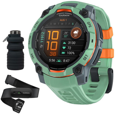 Garmin Instinct 3 45mm Outdoor GPS Smartwatch, AMOLED w/ HRM 200 (XS-S) Bundle